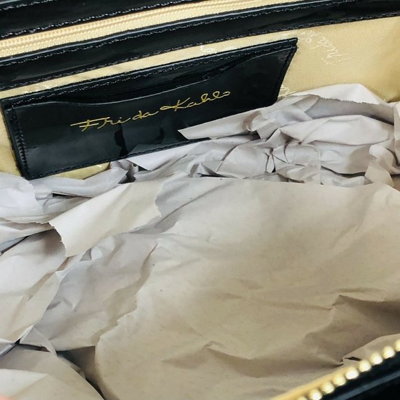 NEW Frida Kahlo Floral Portrait Collection Satchel Purse Handbag Bag Black NWT - Picture 6 of 9